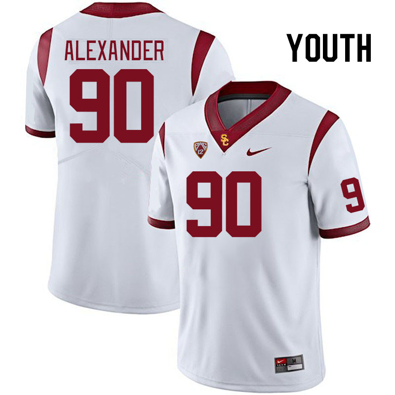 Youth #90 Bear Alexander USC Trojans College Football Jerseys Stitched Sale-White